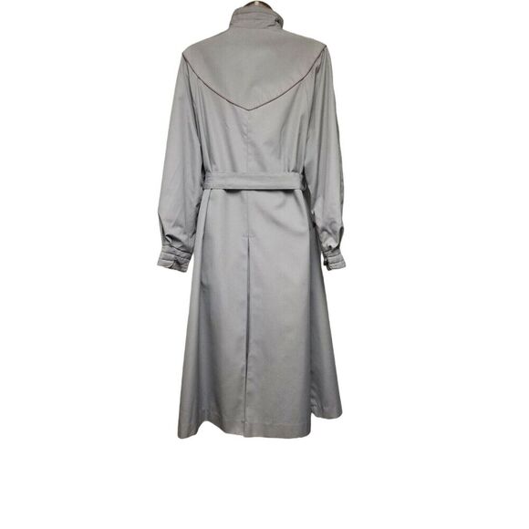 Vintage MS. Freddi Lavender/Gray Long Classic Trench Coat/Belt Size 10 - Picture 2 of 9